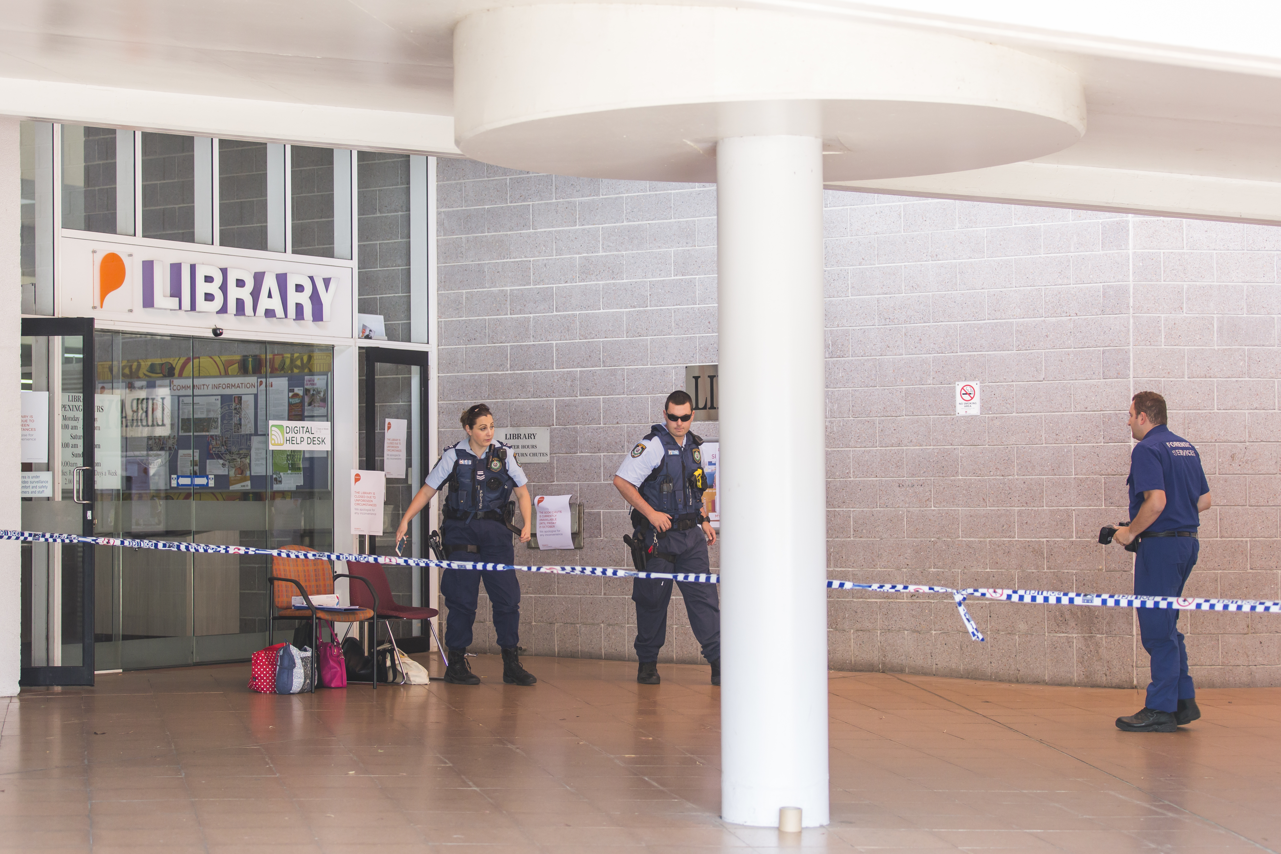 Penrith police officers on the scene after the break and enter. Photo: Megan Dunn