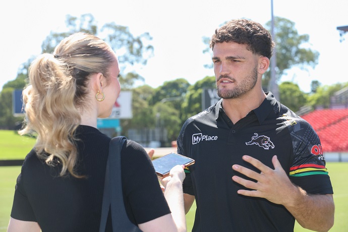 Nathan Cleary chats with journalist Cassidy Pearce. Photo: Melinda Jane.