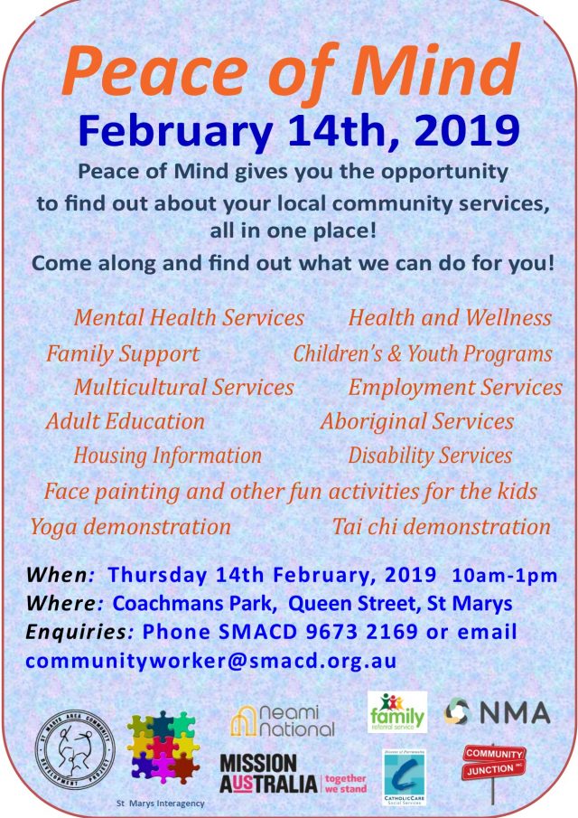 Peace of mind flyer 14th February 2019