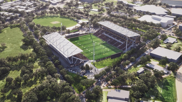 An artist's impression of the new-look Penrith Stadium.
