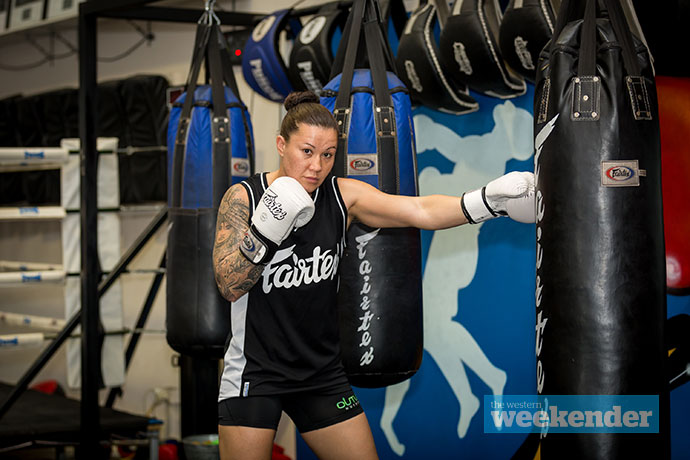 Penrith resident Arlene Blencowe trains ahead of her big fight this weekend. Photo: Megan Dunn