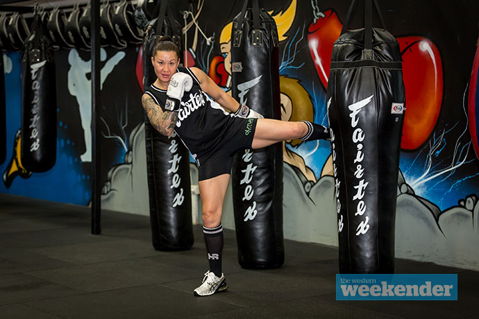 Penrith resident Arlene Blencowe trains ahead of her big fight this weekend. Photo: Megan Dunn