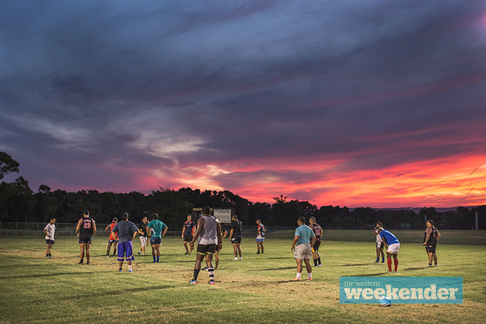 The Emus train at Nepean Rugby Park earlier this year. Photo: Megan Dunn