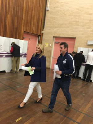 Fiona Scott and her husband Aaron voting at Jamison High School. Photo: Facebook