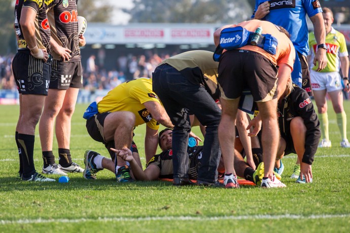 Hiku is attended to by medical staff. Photo: Megan Dunn