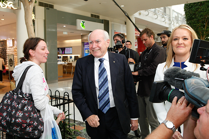 John Howard in Westfield Penrith today. Photo: Melinda Jane