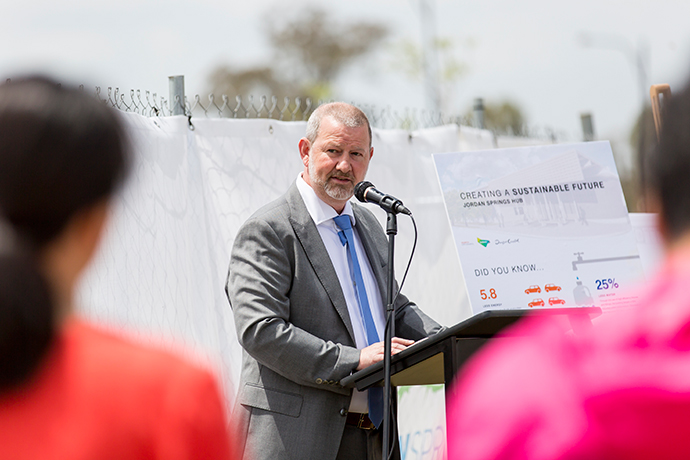 Penrith Mayor John Thain speaking at the sod turning