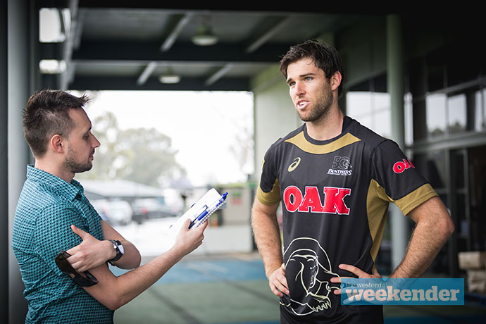 Josh Hall chats with Weekender journalist Nathan Taylor. Photo: Megan Dunn