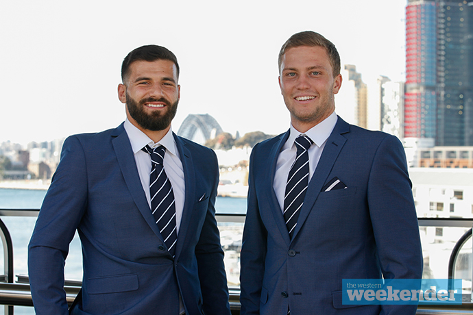 Josh Mansour and Matt Moylan. Photo: Melinda Jane