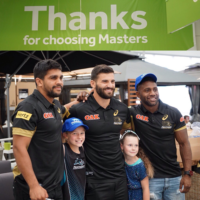 Penrith Panthers players at the Masters grand opening. Photo: Penrith Panthers