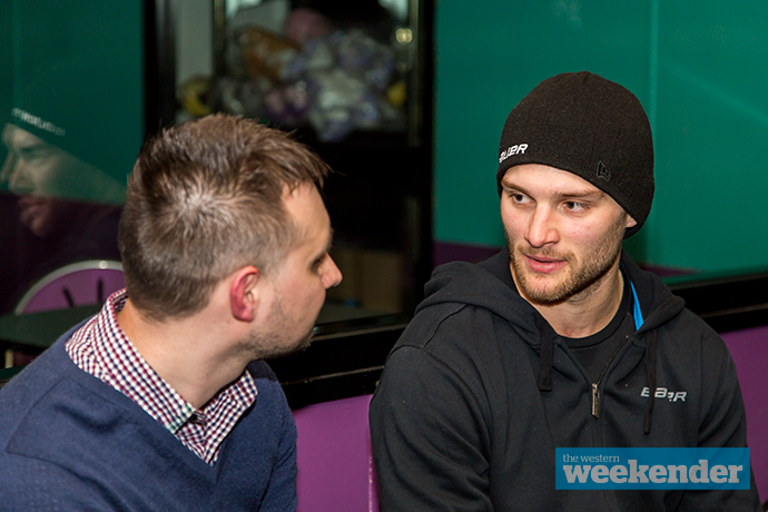 Nathan Taylor chats with Nathan Walker. Photo: Megan Dunn