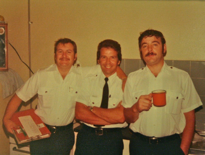 Russell Lewis (left) at Randwick Station in 1977 with colleagues Stan James and Dennis Wray..