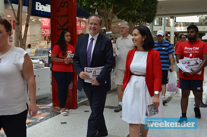 Bill Shorten with Prue Car in Penrith