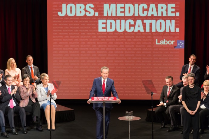 Bill Shorten addressing the ALP launch. Photo: Megan Dunn