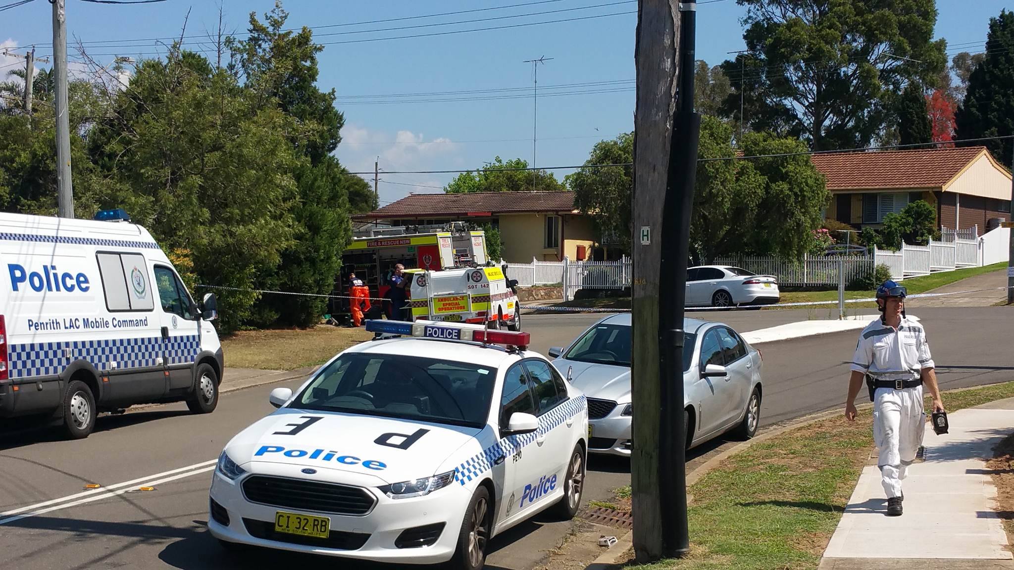 Police on the scene in South Penrith. Photo: Emily Newton