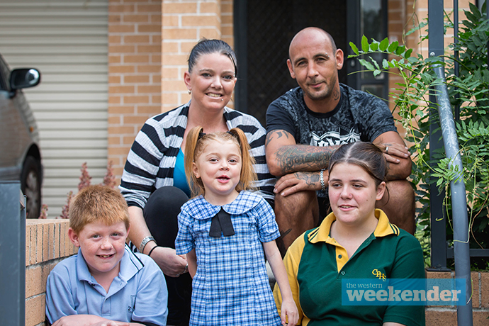 Taleligha-Rose with her family: Dallas, Kira-Lee, Emma and Phil. Photo: Megan Dunn