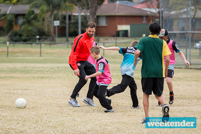 Jerrad Tyson taking part in a skills clinic last week. Photo: Megan Dunn