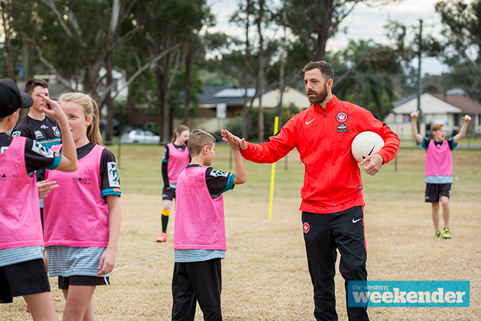 Jerrad Tyson taking part in a skills clinic last week. Photo: Megan Dunn