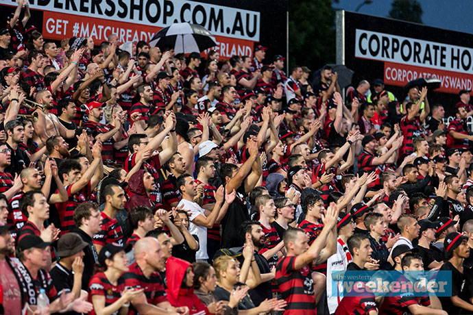 Wanderers fans cheering on their team. Photo: Megan Dunn