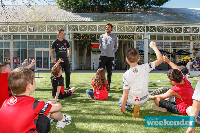 Nikolai Topor-Stanley at Westfield Penrith last week for a coaching clinic. Photo: Melinda Jane