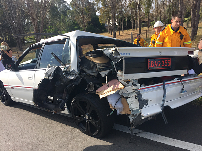 The crashed vehicle