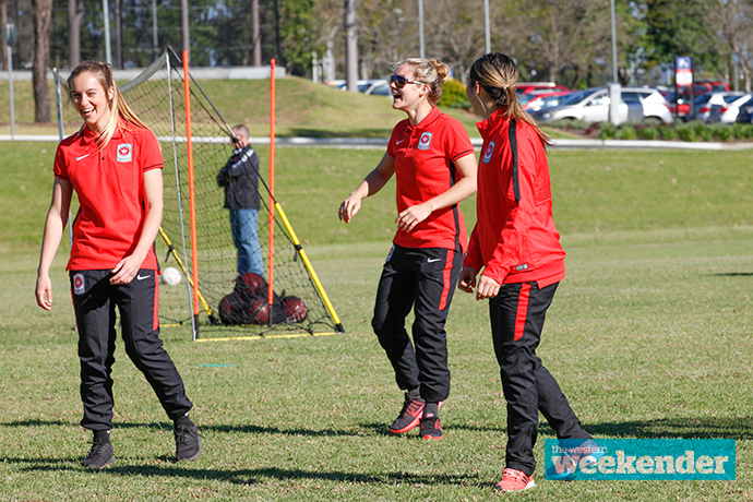 The Wanderers take part in a coaching clinic on Tuesday. Photo: Melinda Jane