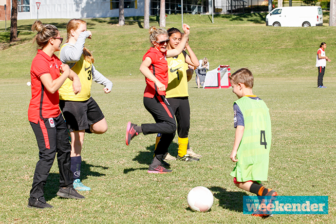 The Wanderers take part in a coaching clinic on Tuesday. Photo: Melinda Jane